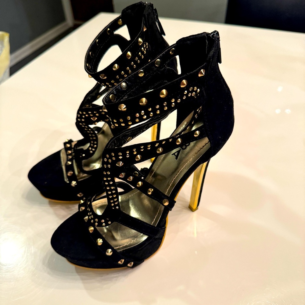 Gold Studded Platform Heels
